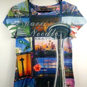 Seattle Space Needle T-Shirt Women's Small Very Unique Bling Rhinestones memento